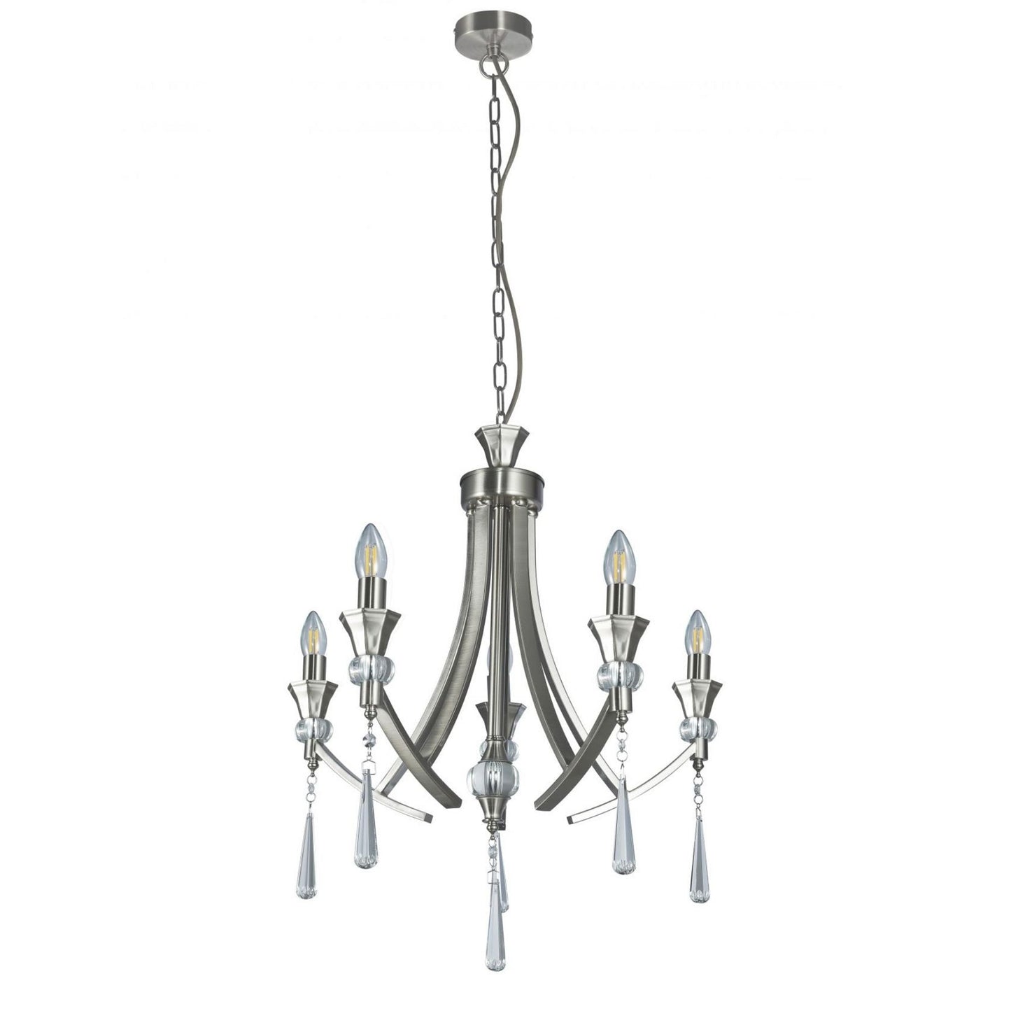 Sophia 5 Light Crystal Ceiling Light Satin Chrome