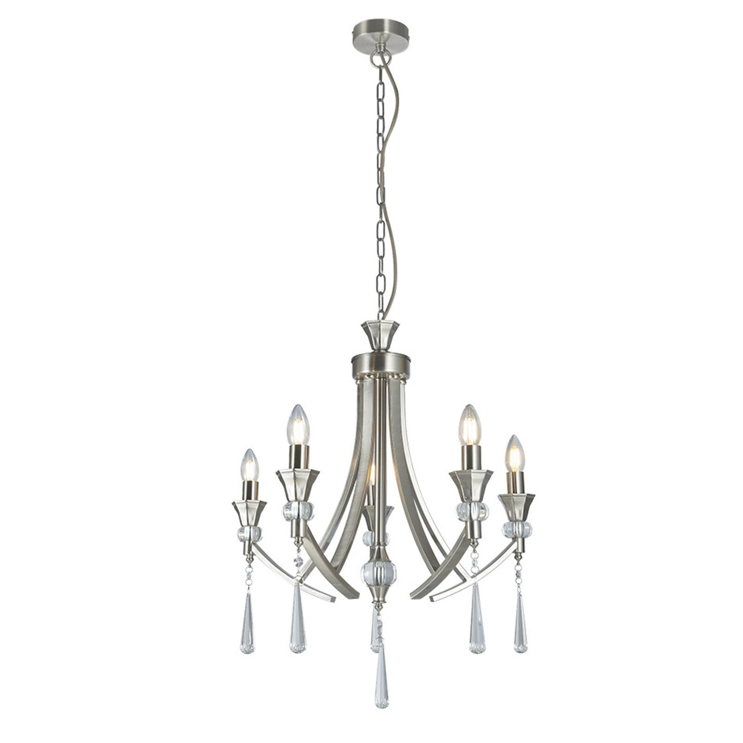 Sophia 5 Light Crystal Ceiling Light Satin Chrome