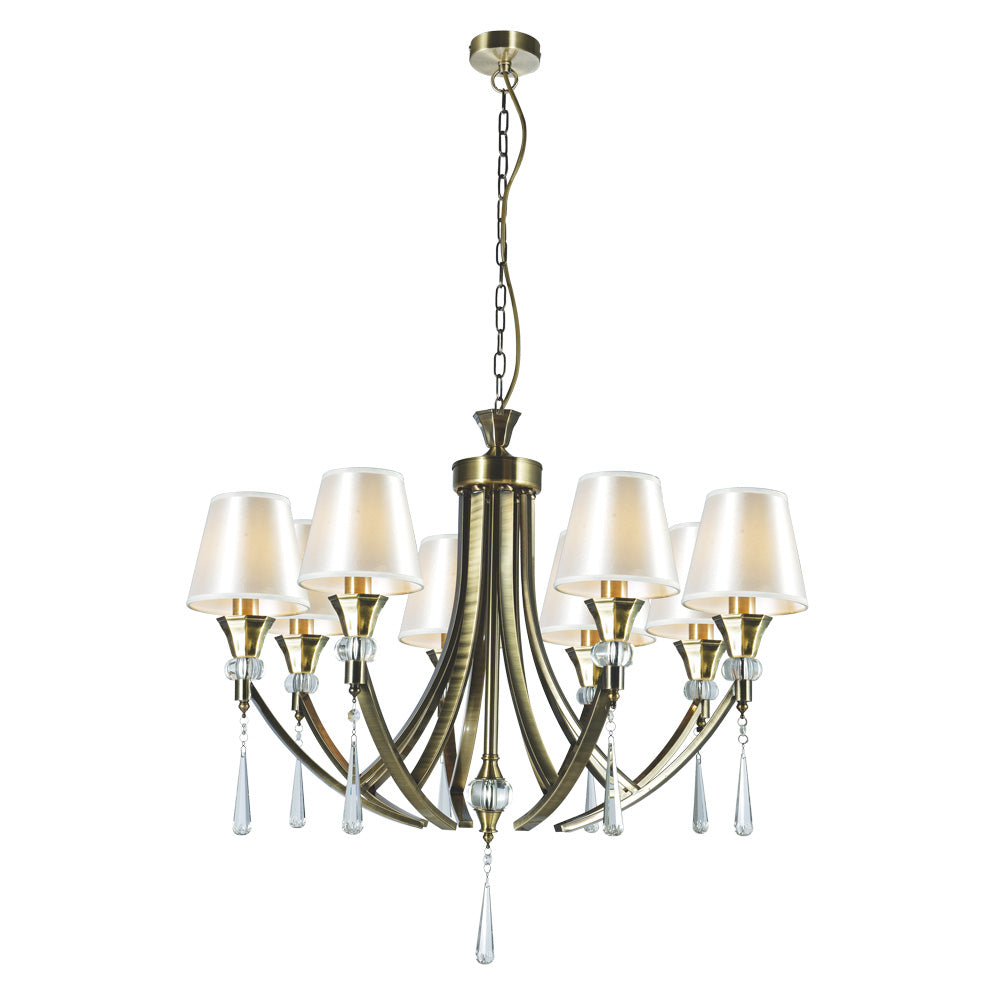 Sophia 8 Light Crystal Ceiling Light Antique Brass