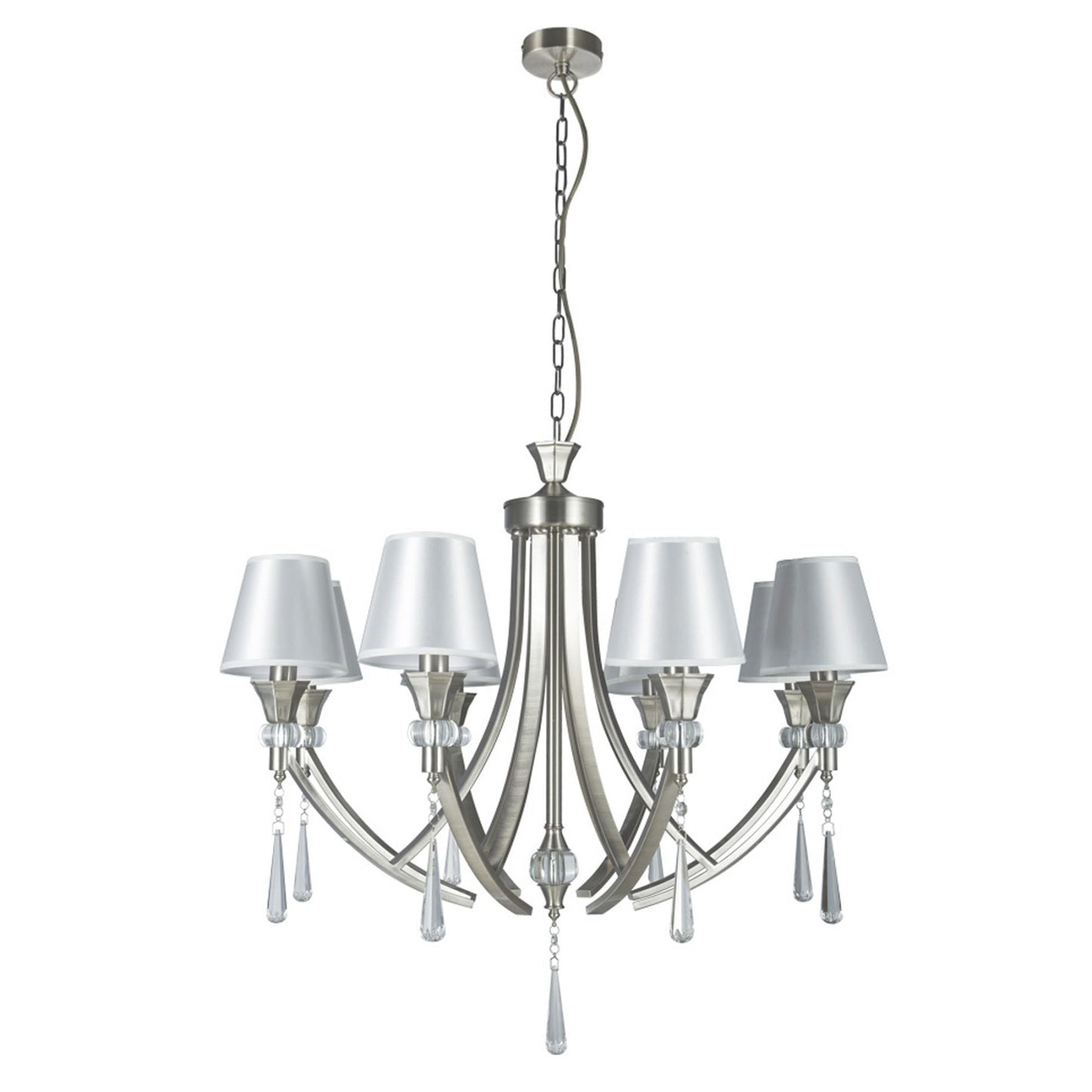 Sophia 8 Light Crystal Ceiling Light Satin Chrome