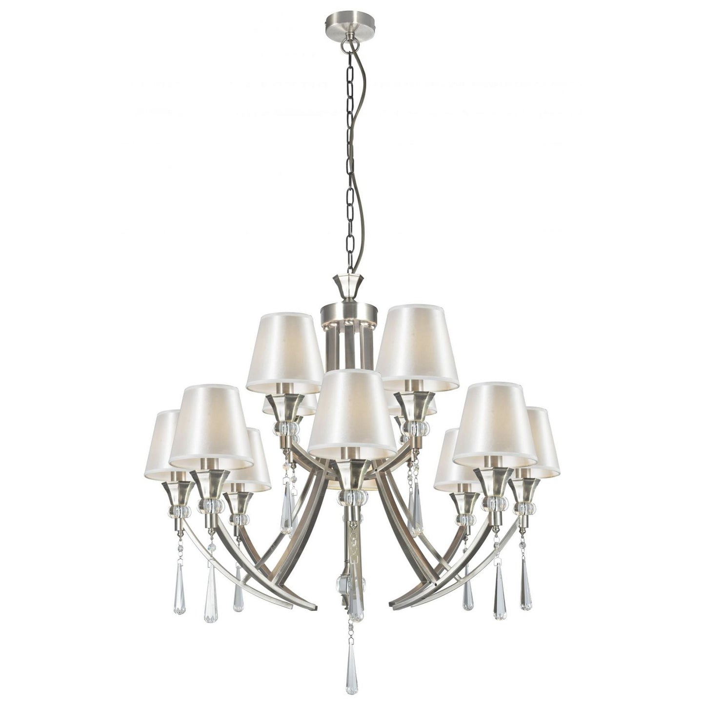 Sophia 12 Light Crystal Ceiling Light Satin Chrome