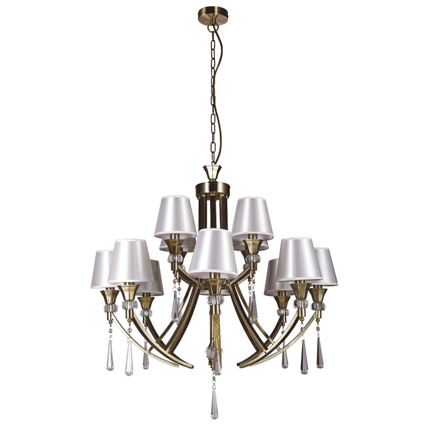 Sophia 12 Light Crystal Ceiling Light Antique Brass
