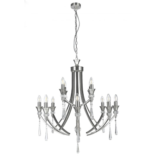 Sophia 12 Light Crystal Ceiling Light Satin Chrome