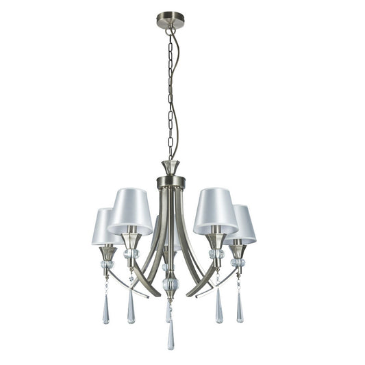 Sophia 5 Light Crystal Ceiling Light Satin Chrome