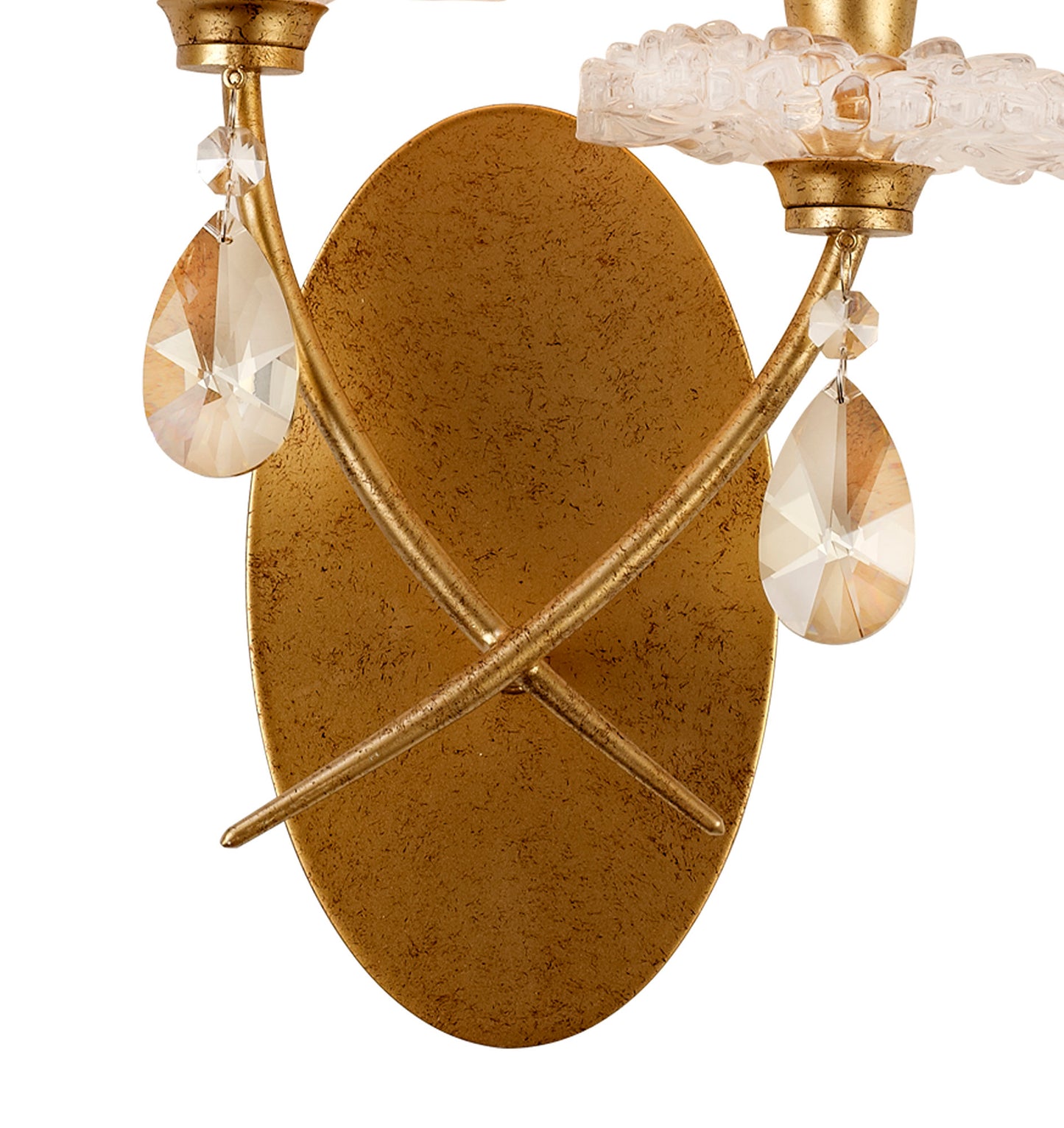 Sophie Wall Light, 2 x E14 (Max 20W), Gold Painting, Cream Shades by Mantra