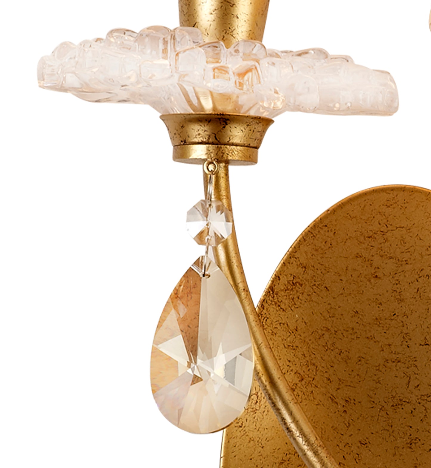 Sophie Wall Light, 2 x E14 (Max 20W), Gold Painting, Cream Shades by Mantra