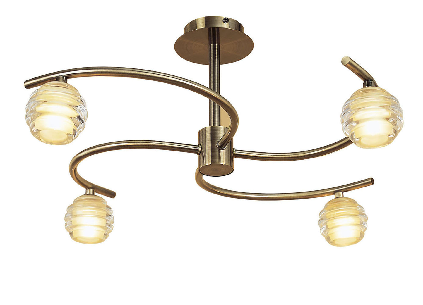 Sphere Semi Flush 4 Light G9, Antique Brass by Mantra