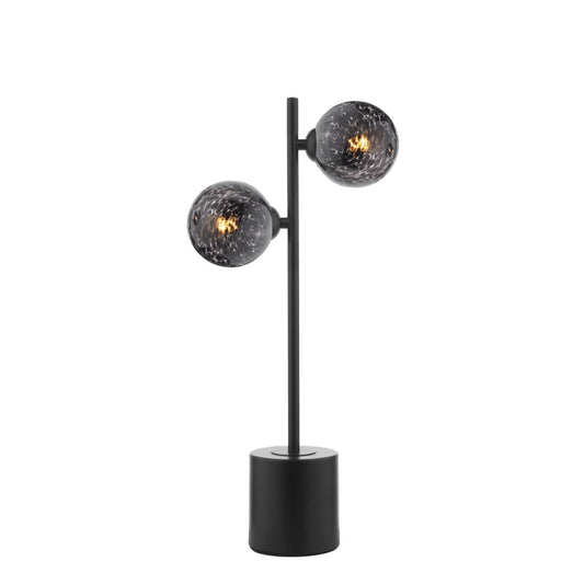 Spiral 2 Light Table Lamp Matt Black and Black Confetti Glass