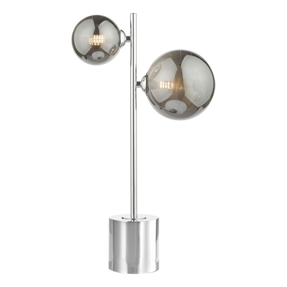 Spiral 2 Light Table Lamp Polished Chrome and Smoked Glass