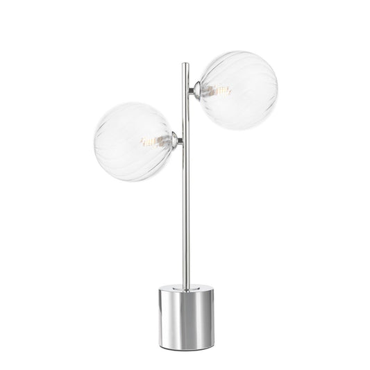 Spiral 2 Light Table Lamp Polished Chrome and Twisted Glass