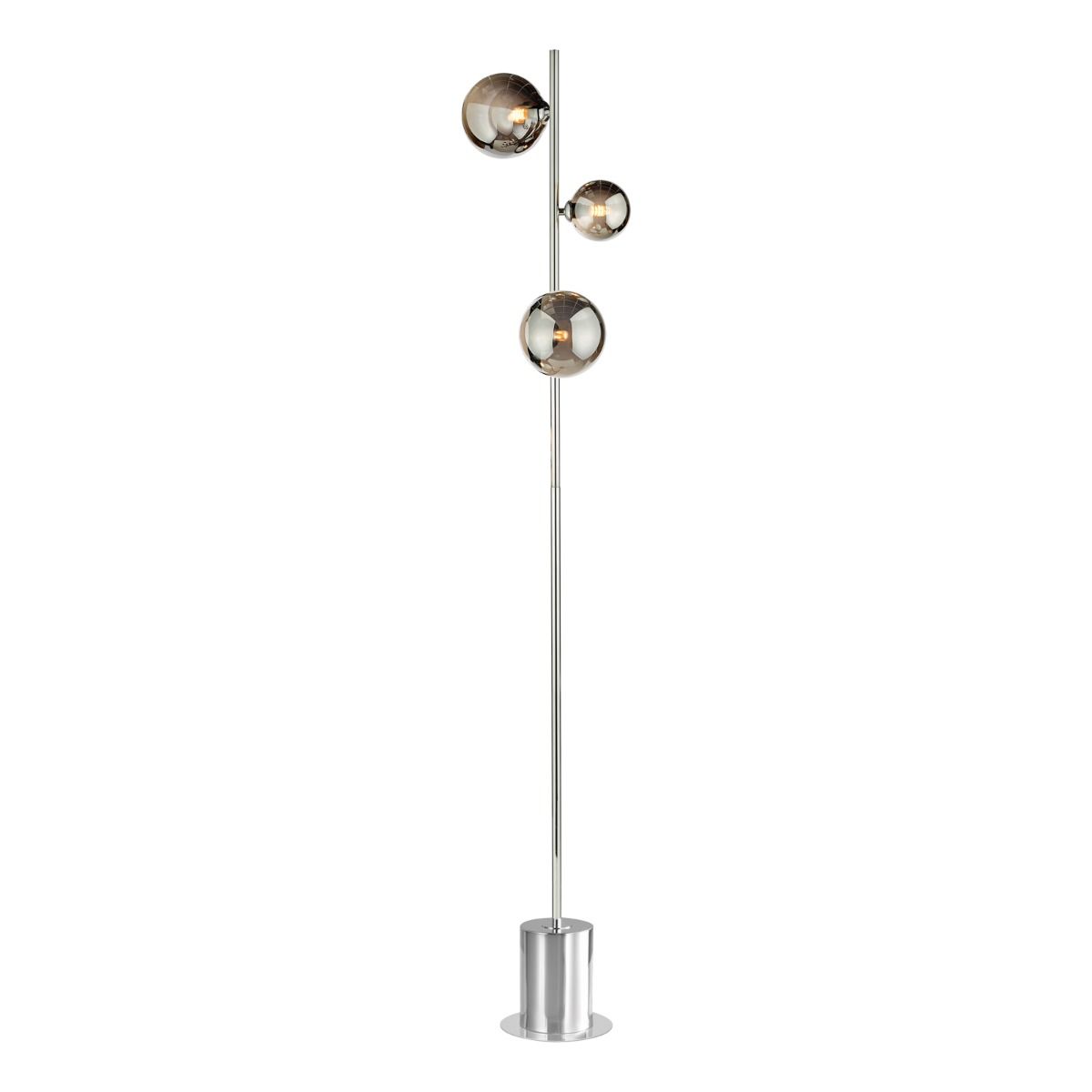 Spiral 3 Light Floor Lamp Polished Chrome and Smoked Glass