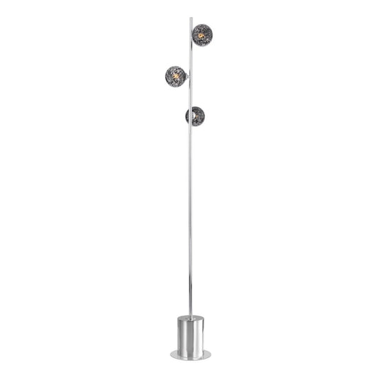 Spiral 3 Light Floor Lamp Polished Chrome and Black Confetti Glass