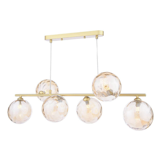 Spiral 6 Light Bar Pendant Matt Gold & Champagne Dimpled Glass