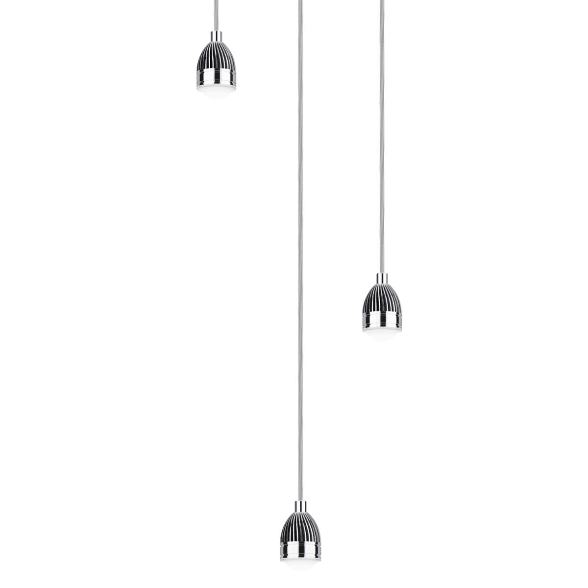 3 Light Cluster Modular Suspension Polished Chrome LED