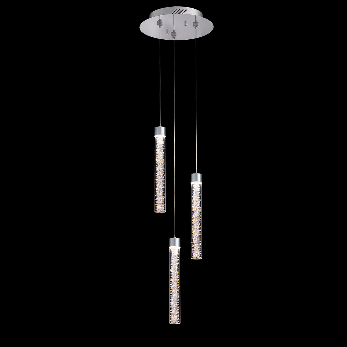 Crackle glass 3 light round pendant chrome - MD19020106-3BCHR