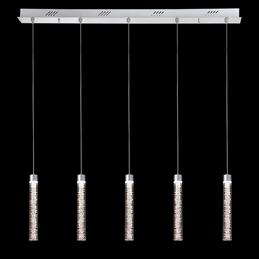 Crackle glass 5 light bar pendant chrome - MD19020106-5ACHR