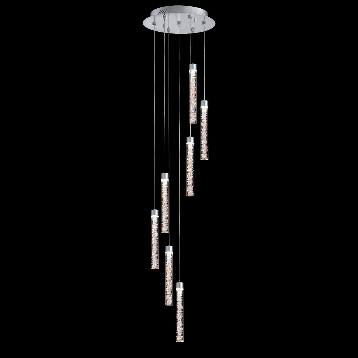 Crackle Glass 7 Light Round Pendant Chrome - MD19020106-7ACHR