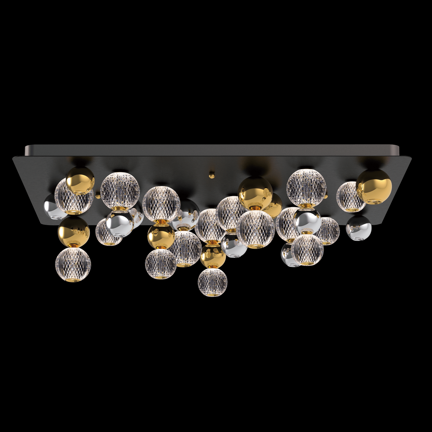 Diamante Embellished 19Lt Flush Rectangle Plate & Mixed Globes - MX21001002-19BMIX