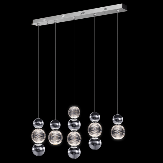 Diamante Embellished 5 Droplet Bar Pendant Chrome - MD21001002-5BCHR
