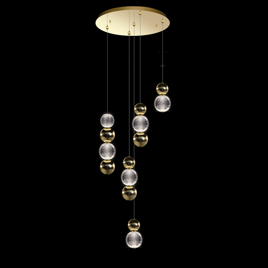 Diamante Embellished 5 Droplet Round Pendant Gold - MD21001002-5AGOL