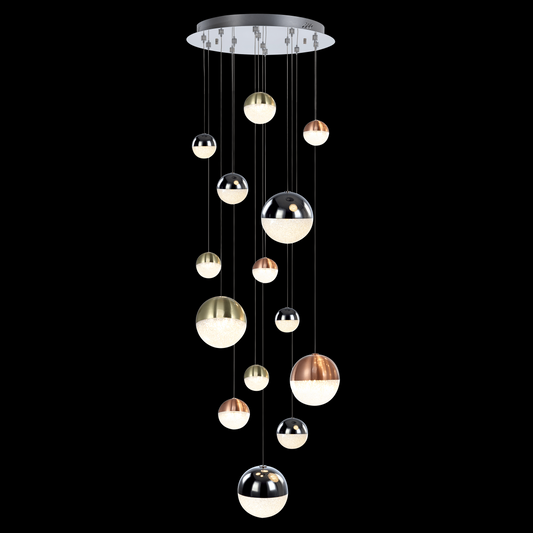 Eclipse 14 Light Round Pendant (Mix size and colour) - MD14003057-14BMIX