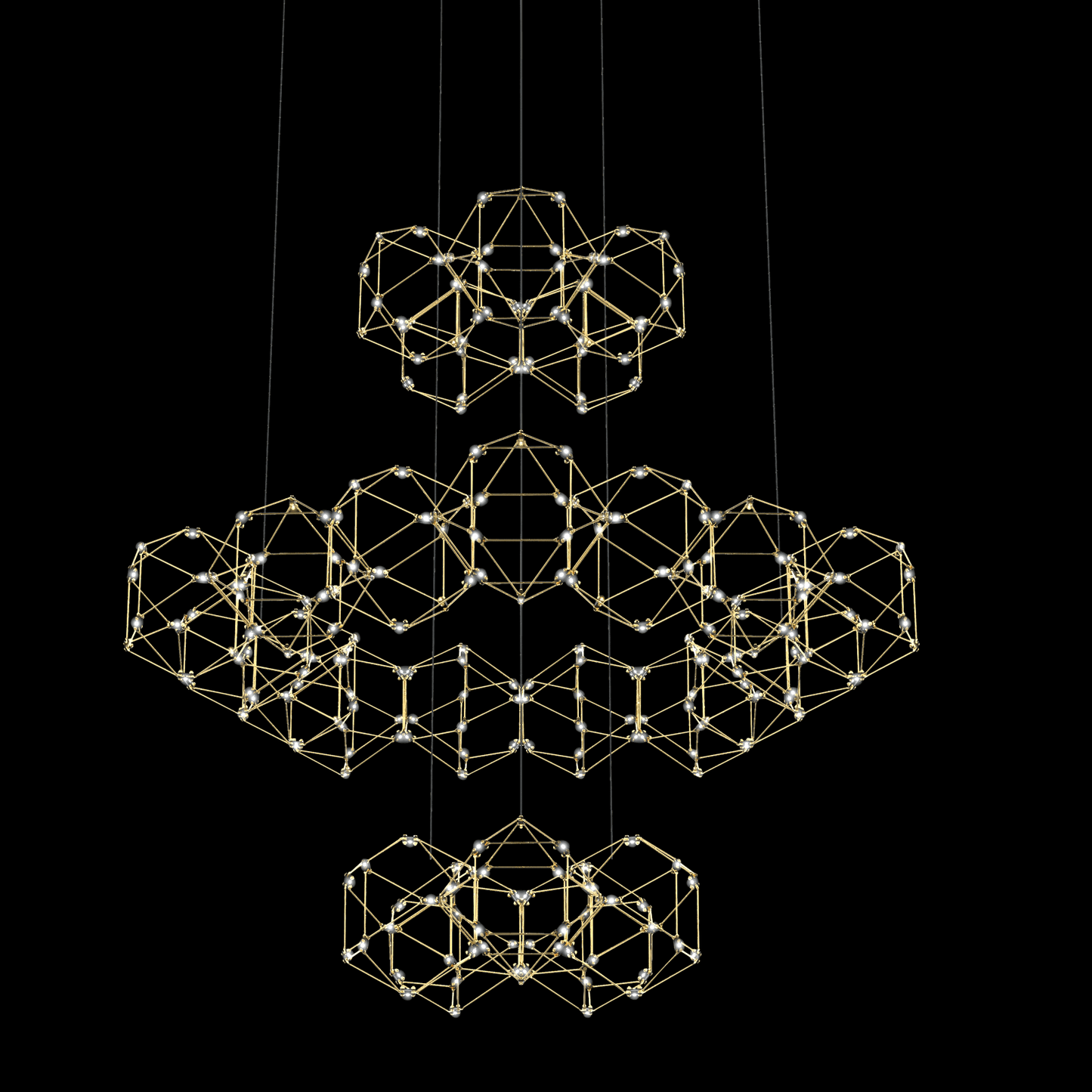 Lucciola 25 Prism 3 Tier Pendant Brass - MD18001068-25GBRS