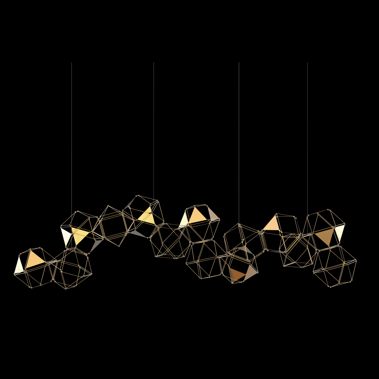 Lucciola Embellished 14 Prism Linear Pendant Brass - MD19001068-14ABRS
