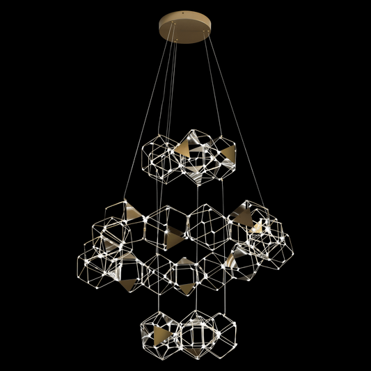 Lucciola Embellished 25 Prism 3 Tier Pendant Brass - MD19001068-25GBRS