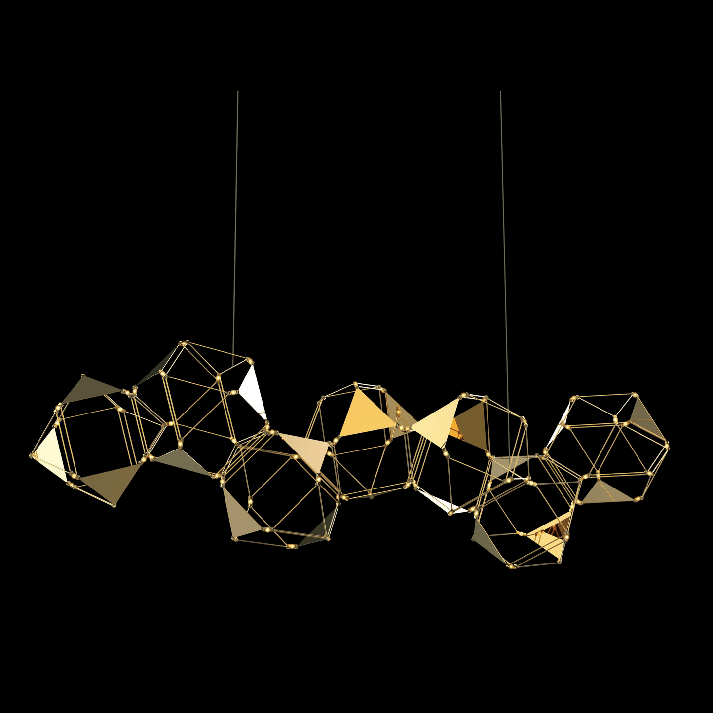 Lucciola Embellished 7 Prism Linear Pendant Brass - MD19001068-7ABRS