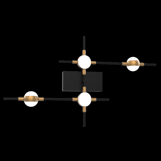 Molecular 4 Light Wall Black with Gold (Model A) - MB18001067-4ABG