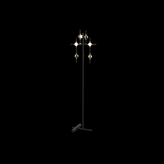 Molecular 6 Light Floor Lamp (Black and Gold) Model B - ML18001067-6BBG