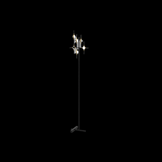 Molecular 6 Light Floor Lamp (Black and Gold) Model D - ML18001067-6DBG