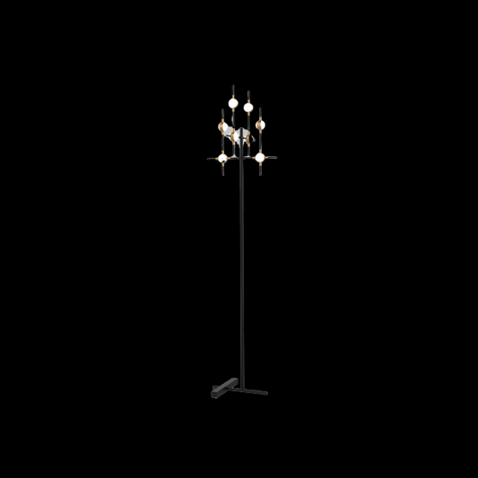 Molecular 8 Light Floor Lamp (Black and Gold) Model C - ML18001067-8CBG