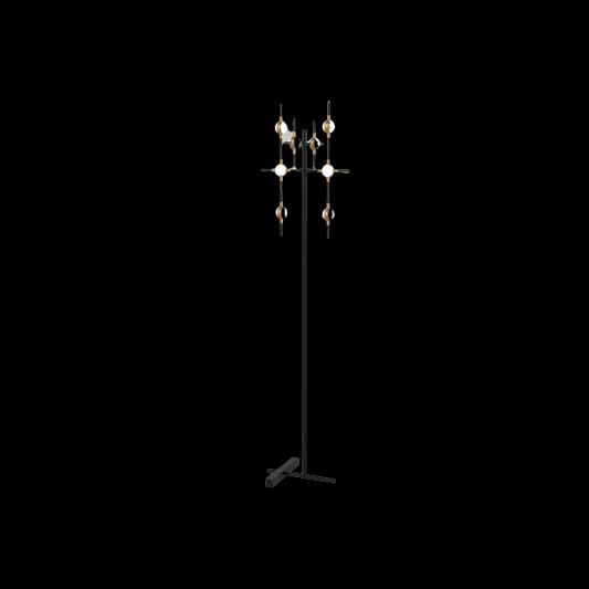Molecular 8 Light Floor Lamp (Black and Gold) Model D - ML18001067-8DBG