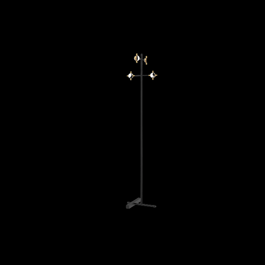 Molecular table lamp base with cable, plug and 2 gold lights, for 3-5 lights, matt black. - MOL-T-100BG