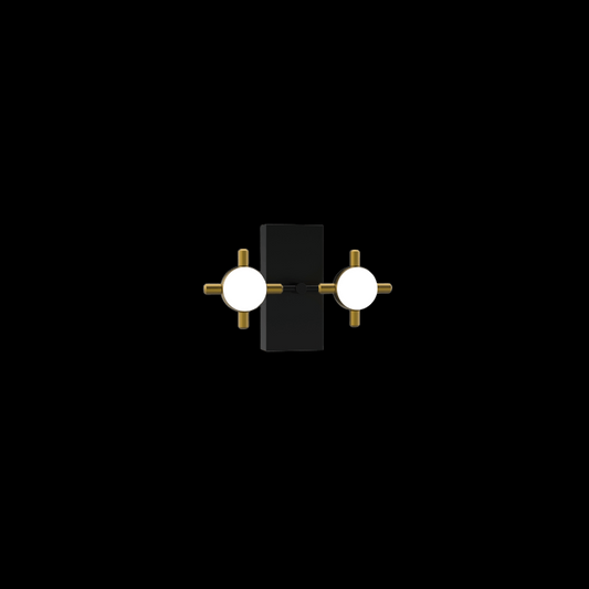 Molecular wall light plate with 2 gold lights for 3-4 lights matt black - MOL-B-100BG