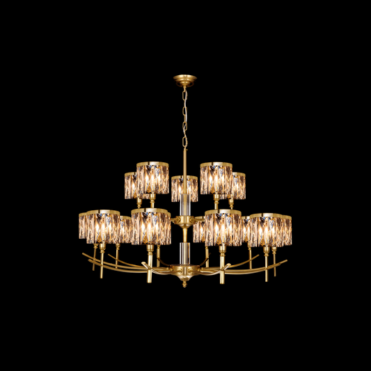 Opulence 15 Arm 2 Tier Chandelier Satin Gold - MD737D-15ASG