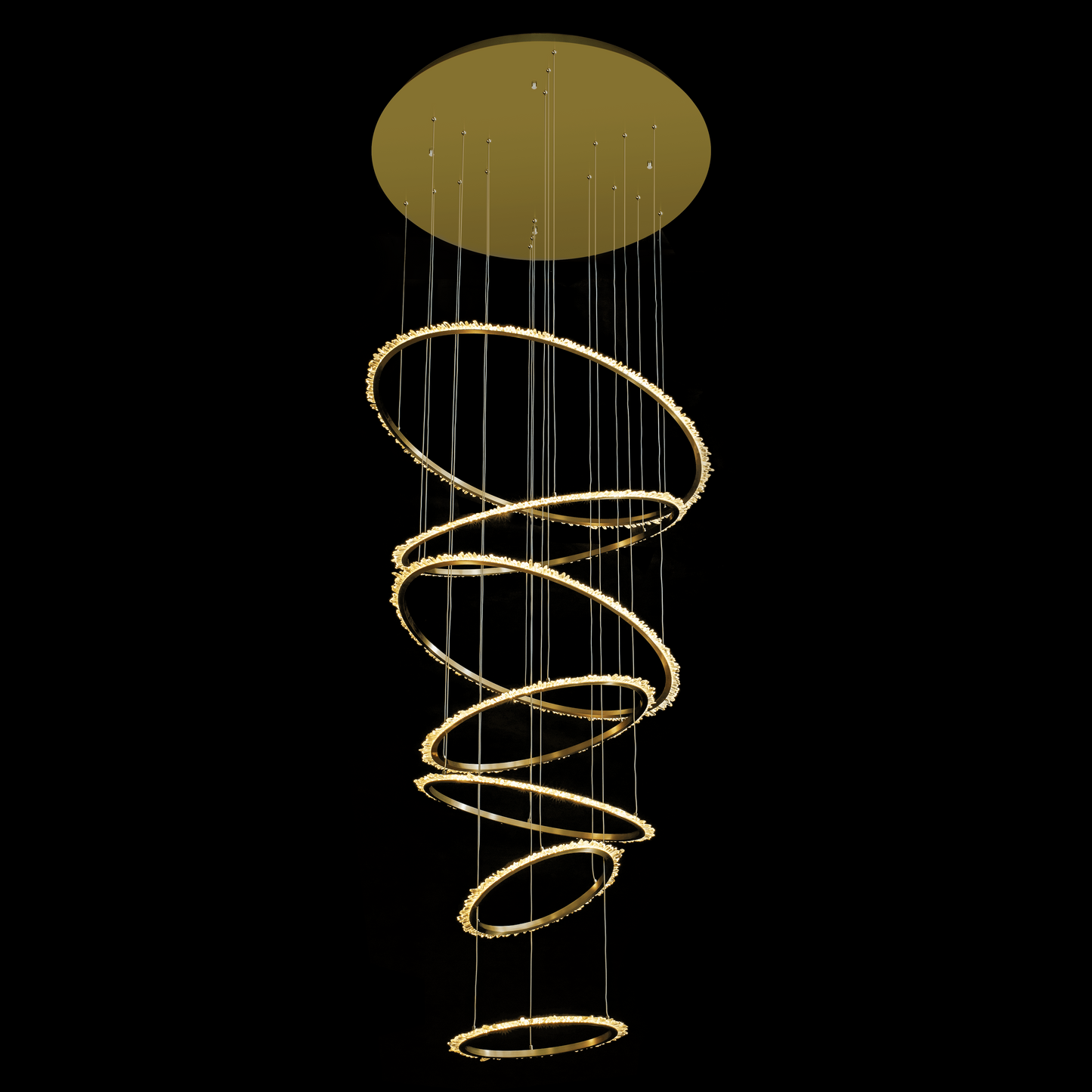 Quartz Halo 7 Ring Pendant Satin Gold - MD20020154-7ASG