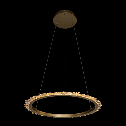 Quartz Halo Large Round Pendant Satin Gold - MD20020154-1BSG
