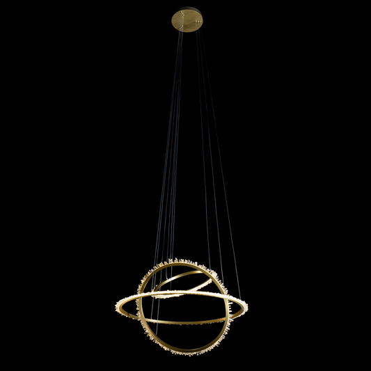 Quartz Halo Triple Ring Pendant Satin Gold - MD20020154-3ASG