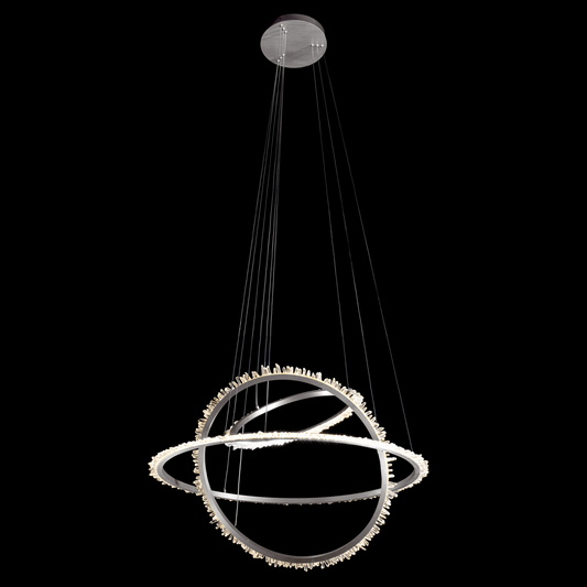 Quartz Halo Triple Ring Pendant Satin Nickel - MD20020154-3ASN