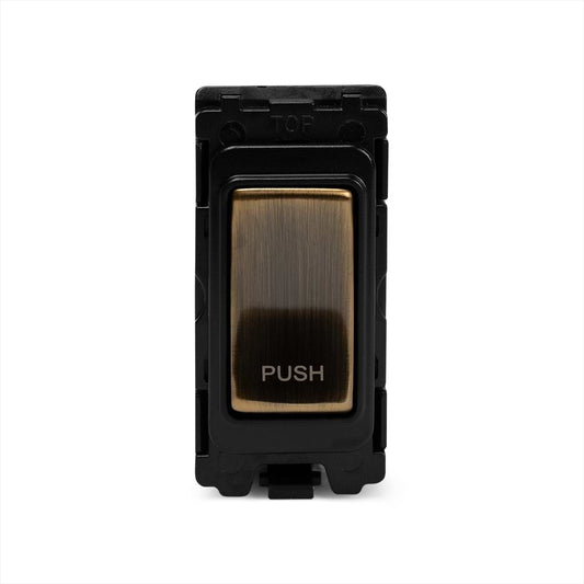 The Charterhouse Collection 2 Way Retractive 'Push' RM-Grid Switch Module Antique Brass