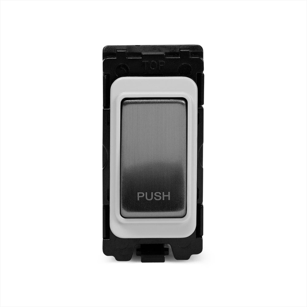The Lombard Collection Brushed Chrome 2 Way Retractive 'Push' RM-Grid Switch Module