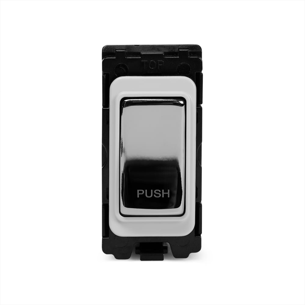 The Finsbury Collection Polished Chrome 2 Way Retractive 'Push' RM-Grid Switch Module