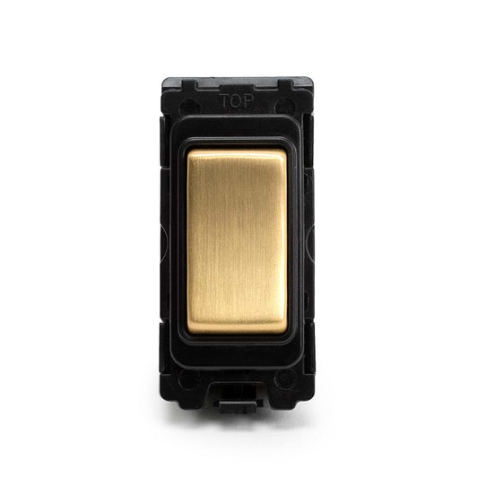 The Savoy Collection Brushed Brass 20A Double Pole RM-Grid Switch Module