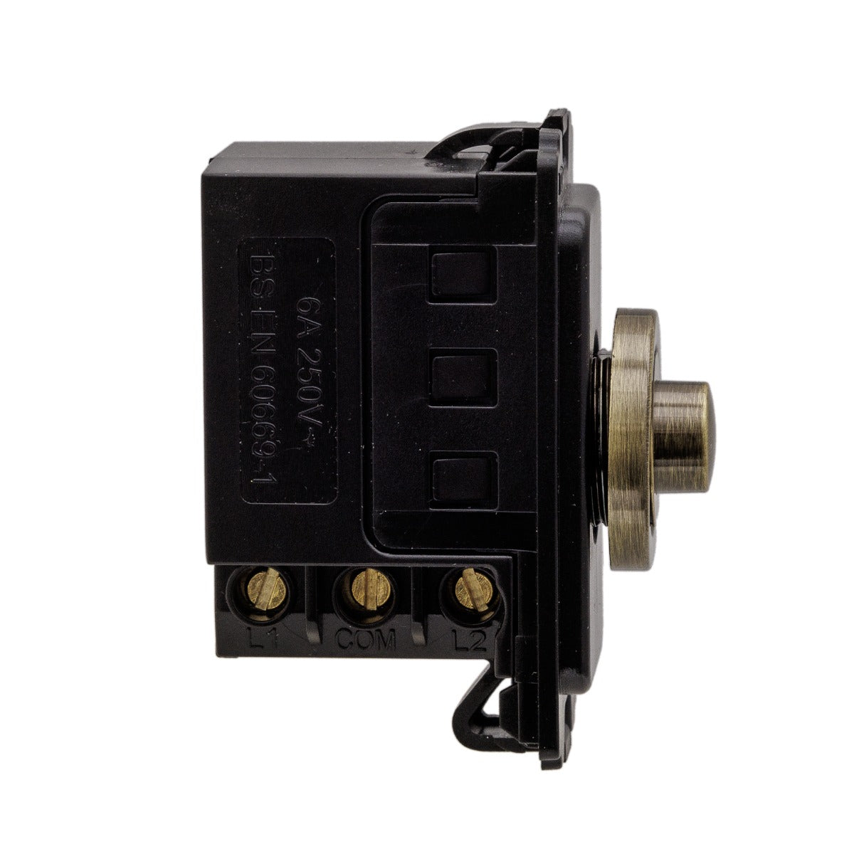 Soho Lighting Antique Brass 6A 2 Way Retractive Push Button CM Grid Module Switch