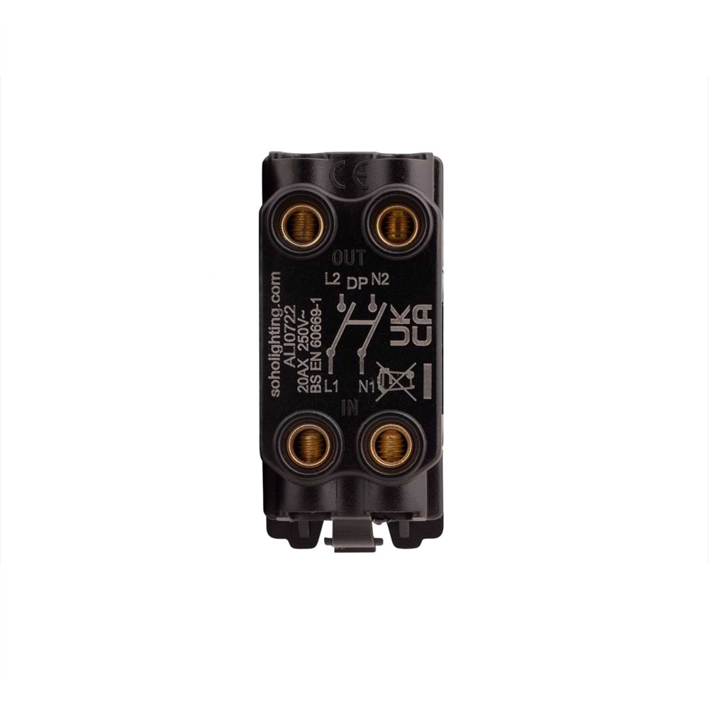 The Charterhouse Collection 20A Double Pole RM-Grid Switch Module with Neon Antique Brass
