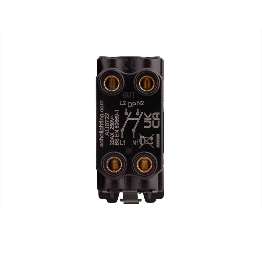 The Lombard Collection Brushed Chrome 20A Double Pole RM-Grid Switch Module with Neon