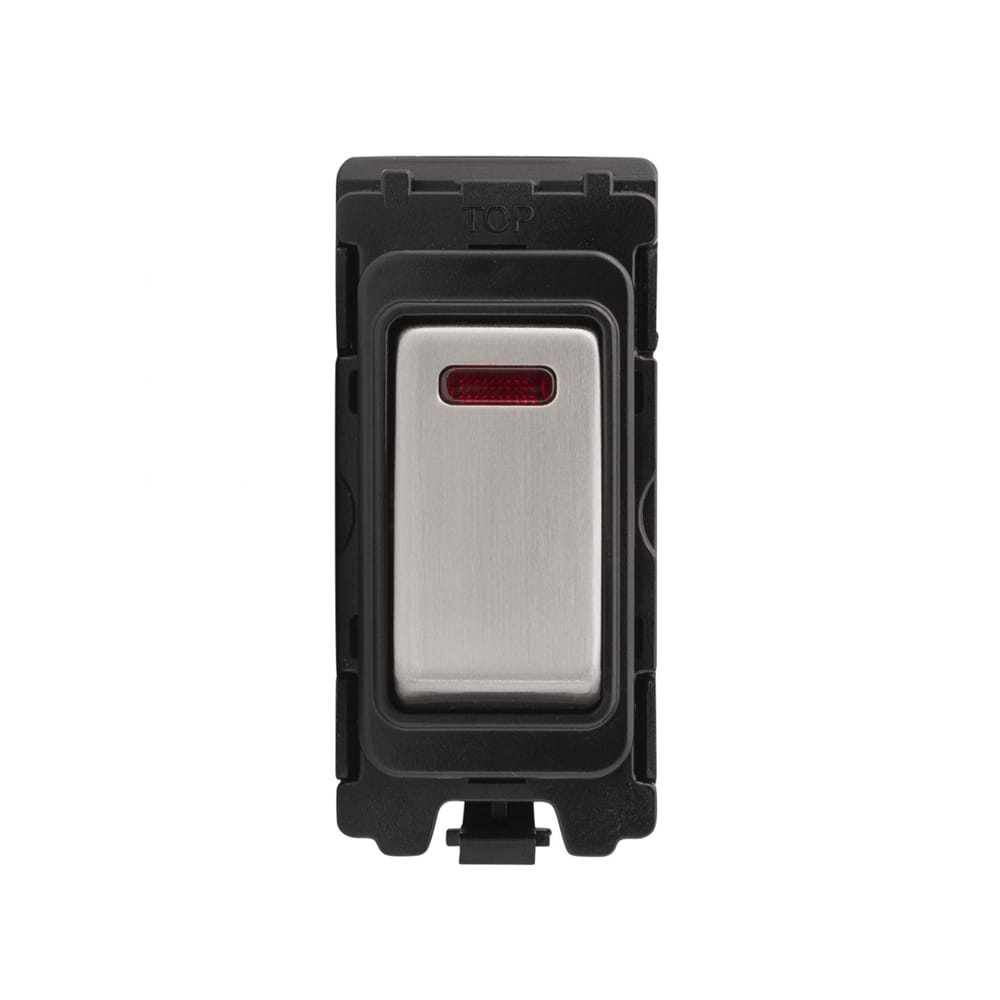 The Lombard Collection Brushed Chrome 20A Double Pole RM-Grid Switch Module with Neon