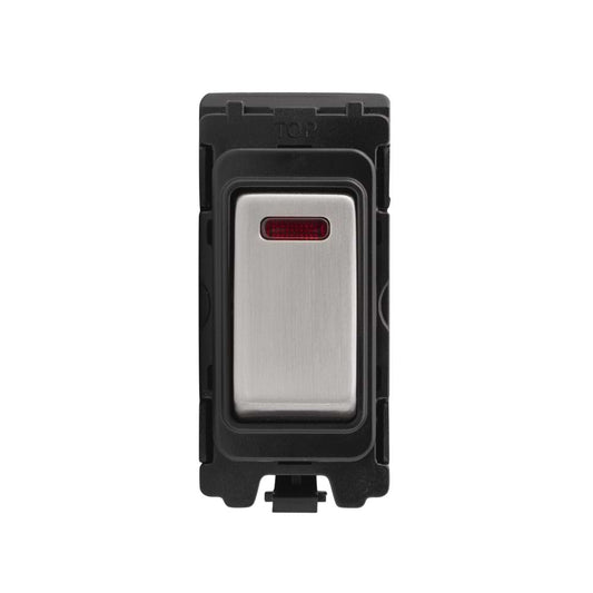 The Lombard Collection Brushed Chrome 20A Double Pole RM-Grid Switch Module with Neon
